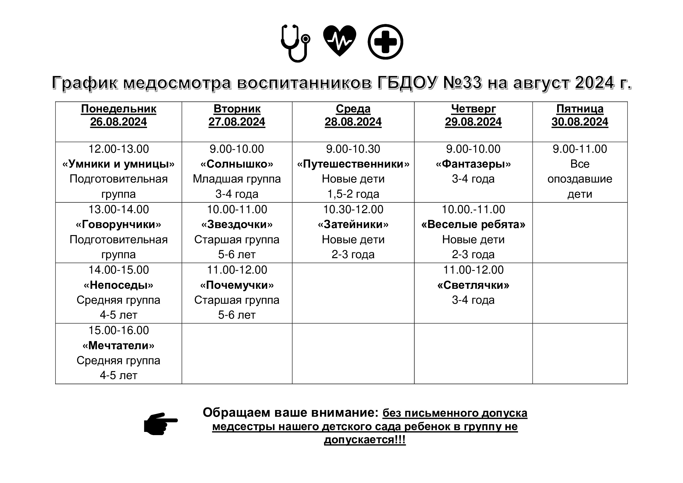 График медосмотра